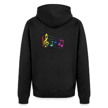 Noten - Musik - Unisex Premium Bio Zip Hoodie - Schwarz - Hinten - Nico (187cm)