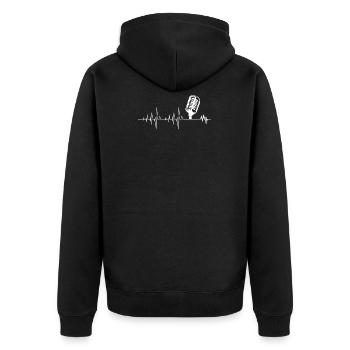 Fantastischer Podcast Herzschlag Podcaster Herzschlag - Unisex Premium Bio Zip Hoodie - Schwarz - Hinten - Nico (187cm)