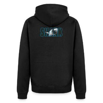 Hai - Unisex Premium Bio Zip Hoodie - Schwarz - Hinten - Nico (187cm)