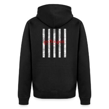 Gefängnis Gefangener Knast cooles Shirt - Unisex Premium Bio Zip Hoodie - Schwarz - Hinten - Nico (187cm)