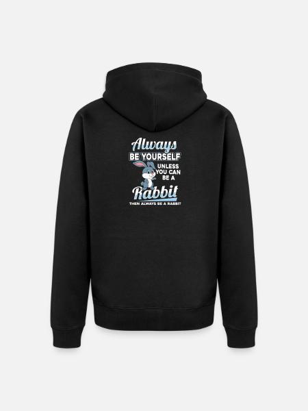 Rabbit - Unisex Premium Organic Zip Hoodie - black
