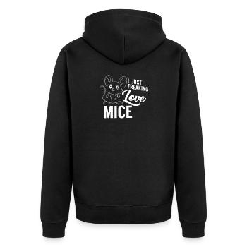 Maus - Unisex Premium Bio Zip Hoodie - Schwarz - Hinten - Nico (187cm)