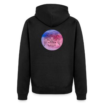 Rom S.p.q.r spqr Forum Romanum Cäsar Nero Augustus - Unisex Premium Bio Zip Hoodie - Schwarz - Hinten - Nico (187cm)