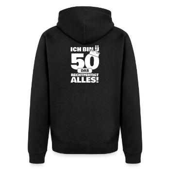 I'm over 50 years old funny 50 birthday - Unisex Premium Organic Zip Hoodie - black - Back - Nico (187cm)