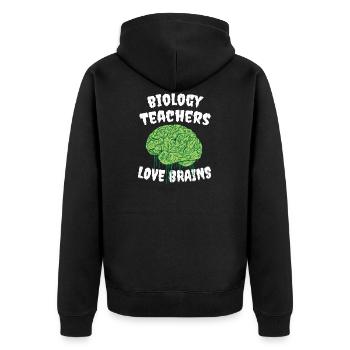Biology Teachers Love Brains Halloween Horror Gift - Unisex Premium Bio Zip Hoodie - Schwarz - Hinten - Nico (187cm)