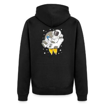 Astronaute, espace, espace, lecture, livre - Veste à capuche bio Premium Unisexe - noir - Dos - Nico (187cm)