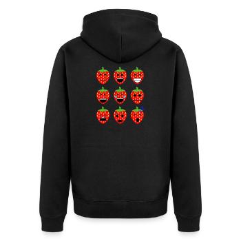 Erdbeeren - Unisex Premium Bio Zip Hoodie - Schwarz - Hinten - Nico (187cm)