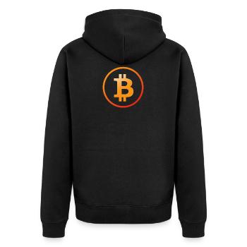 Bitcoin - Unisex Premium Bio Zip Hoodie - Schwarz - Hinten - Nico (187cm)