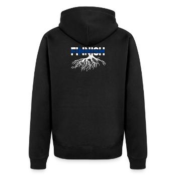 Finnland Flagge Fahne Geschenk Geschenkidee - Unisex Premium Bio Zip Hoodie - Schwarz - Hinten - Nico (187cm)