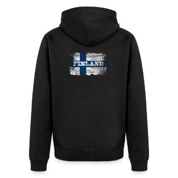 Finnland - Unisex Premium Bio Zip Hoodie - Schwarz - Hinten - Nico (187cm)
