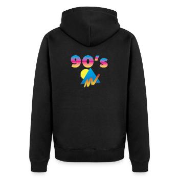 90's 90iger Party Jahrzehnt Geschenk Idee Jahrgang - Unisex Premium Bio Zip Hoodie - Schwarz - Hinten - Nico (187cm)