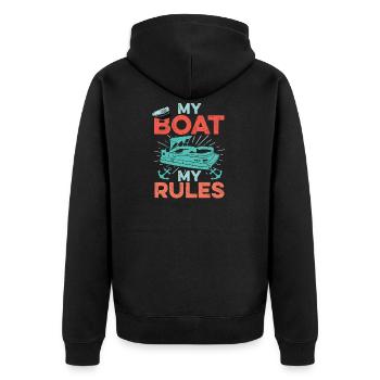 Capitaine de bateau ponton mon bateau mes règles cadeau fête des pères - Veste à capuche bio Premium Unisexe - noir - Dos - Nico (187cm)