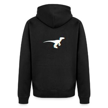Psychedelisches TRex Dinosaurier-Entwurfs-Geschenk für - Unisex Premium Bio Zip Hoodie - Schwarz - Hinten - Nico (187cm)