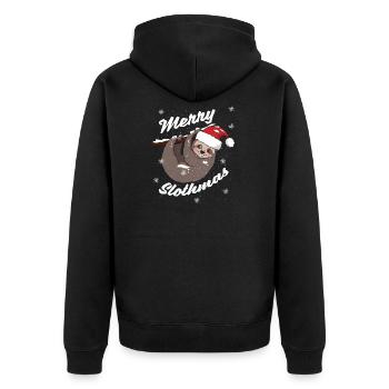 Faultier Weihnachten Weihnachtsgeschenk Geschenk - Unisex Premium Bio Zip Hoodie - Schwarz - Hinten - Nico (187cm)