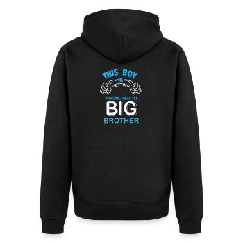 Dieser Junge ist Erste Beförderung zum Big Brother - Unisex Premium Bio Zip Hoodie - Schwarz - Hinten - Nico (187cm)
