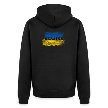 Ukraine - Unisex Premium Bio Zip Hoodie - Schwarz - Hinten - Nico (187cm)