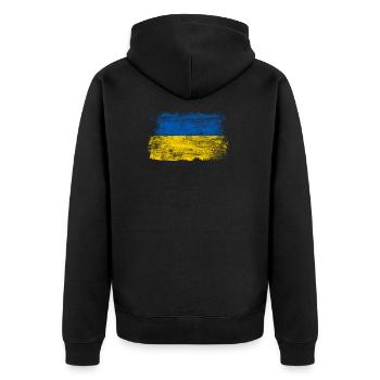 Ukraine - Unisex Premium Bio Zip Hoodie - Schwarz - Hinten - Nico (187cm)