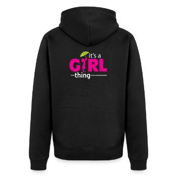 Es ist für Mädchen Regenschirm Geschenk - Unisex Premium Bio Zip Hoodie - Schwarz - Hinten - Nico (187cm)