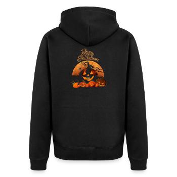 Happy Halloween Black Cat Pumpkin Witch Bat - Unisex Premium Organic Zip Hoodie - black - Back - Nico (187cm)