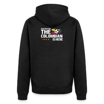 Kolumbien Fußball - Unisex Premium Bio Zip Hoodie - Schwarz - Hinten - Nico (187cm)