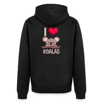Koala Koala Bear Love Funny Gift - Unisex Premium Organic Zip Hoodie - black - Back - Nico (187cm)