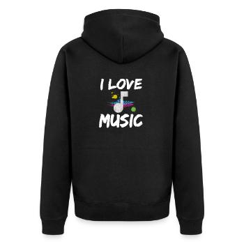 I Love Music I Music Musician Note Sheet Music Charts - Unisex Premium Organic Zip Hoodie - black - Back - Nico (187cm)