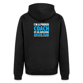I'm A Proud Coach Of An Awesome Soccer Team - Unisex Premium Organic Zip Hoodie - black - Back - Nico (187cm)