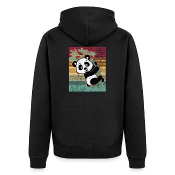 pandabär - Unisex Premium Bio Zip Hoodie - Schwarz - Hinten - Nico (187cm)
