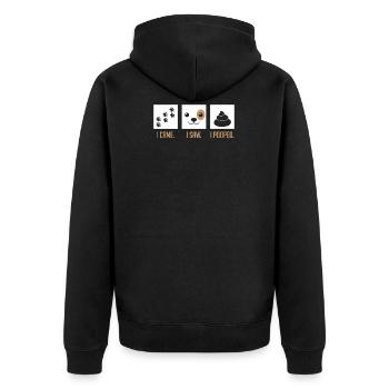 Ich kam ich sah ich kackte lustiges Welpenhaus-Training - Unisex Premium Bio Zip Hoodie - Schwarz - Hinten - Nico (187cm)