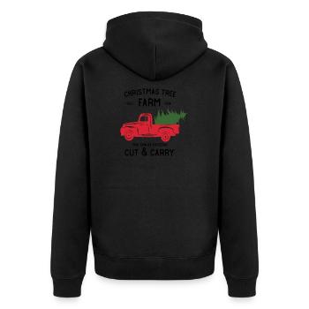 WEIHNACHTSAUTO MIT BAUM - Unisex Premium Bio Zip Hoodie - Schwarz - Hinten - Nico (187cm)