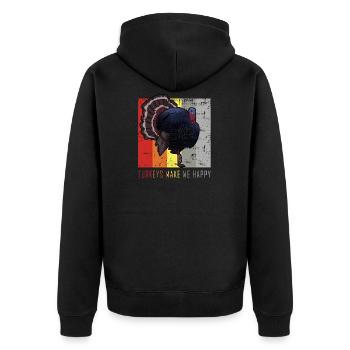 Truthahn - Unisex Premium Bio Zip Hoodie - Schwarz - Hinten - Nico (187cm)