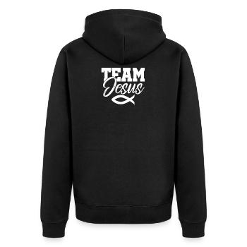 Equipe Jésus Christ cadeau poisson - Veste à capuche bio Premium Unisexe - noir - Dos - Nico (187cm)