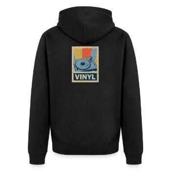 Vinyl Record Classic Gift Retro Vintage 70s - Unisex Premium Organic Zip Hoodie - black - Back - Nico (187cm)