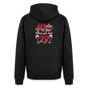 40. Geburtstag witziges Geschenk zum 40er Birthday - Unisex Premium Bio Zip Hoodie - Schwarz - Hinten - Nico (187cm)