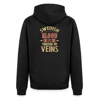 Swedish blood t-shirt gift proud home - Unisex Premium Organic Zip Hoodie - black - Back - Nico (187cm)