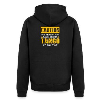 CAUTION - Tango fan - Unisex Premium Organic Zip Hoodie - black - Back - Nico (187cm)