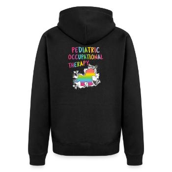 Pädiatrische Ergotherapie OT - Unisex Premium Bio Zip Hoodie - Schwarz - Hinten - Nico (187cm)
