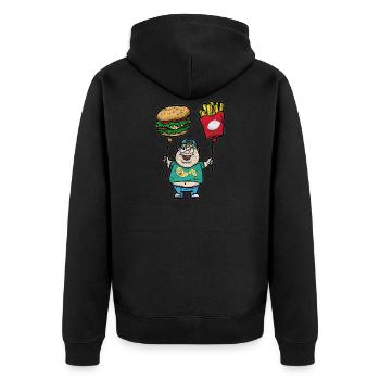 Fat Kid Fast Food Balloon Society Satire - Unisex Premium Organic Zip Hoodie - black - Back - Nico (187cm)