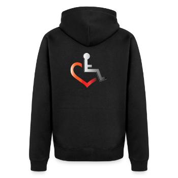 Wheelchair user with heart - Unisex Premium Organic Zip Hoodie - black - Back - Nico (187cm)