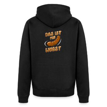 This is sausage saying funny german - Unisex Premium Organic Zip Hoodie - black - Back - Nico (187cm)