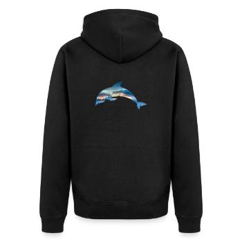 Dolphin dolphin pacific indian ocean fish animal - Unisex Premium Organic Zip Hoodie - black - Back - Nico (187cm)