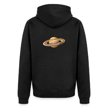 Skateboard Saturn Geschenk, Planet Universum - Unisex Premium Bio Zip Hoodie - Schwarz - Hinten - Nico (187cm)