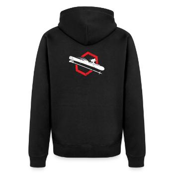 Ski Kinder Sport Langlauf Geschenk - Unisex Premium Bio Zip Hoodie - Schwarz - Hinten - Nico (187cm)