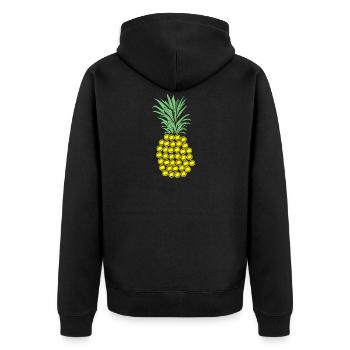 Disc Golf Ananas Geschenk - Unisex Premium Bio Zip Hoodie - Schwarz - Hinten - Nico (187cm)