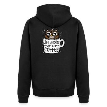 Life begins after coffee gift - Unisex Premium Organic Zip Hoodie - black - Back - Nico (187cm)
