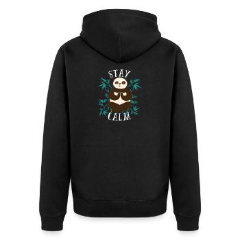 Panda - Unisex Premium Bio Zip Hoodie - Schwarz - Hinten - Nico (187cm)