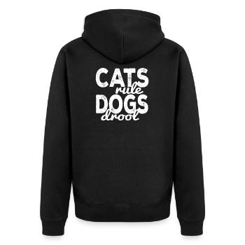 Katzen Regel Hunde Geifer - Unisex Premium Bio Zip Hoodie - Schwarz - Hinten - Nico (187cm)