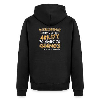 Intelligence Is The Ability hawking gift - Unisex Premium Organic Zip Hoodie - black - Back - Nico (187cm)