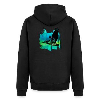 Pelikan Pelikane pelikan Wasservogel T Shirt - Unisex Premium Bio Zip Hoodie - Schwarz - Hinten - Nico (187cm)