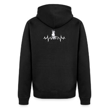 Cadeau ECG de battement de coeur de chien Husky - Veste à capuche bio Premium Unisexe - noir - Dos - Nico (187cm)